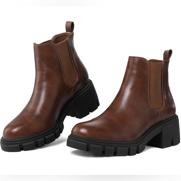 MySoft Shoes - MySoft Women's Platform Chelsea Boots Slip On Chunky Block Heel Ankle Booties